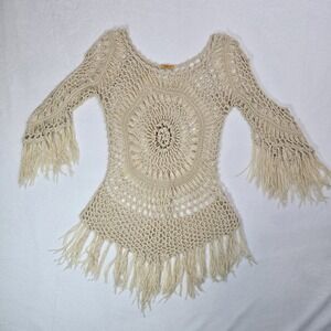 Boho Crochet Top Womens Size S/M Hippie, Island, Bohemian desc. for measurements